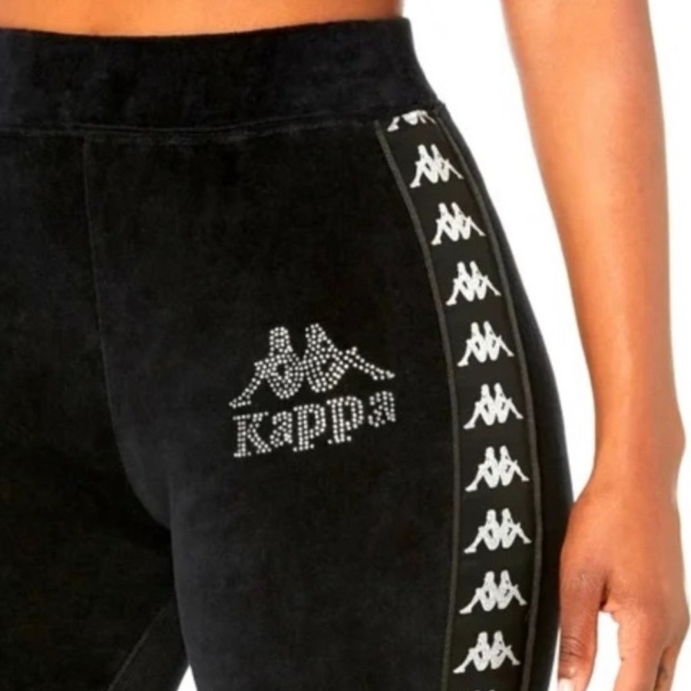 Kappa 222 Banda Saxeever Velour Bike Shorts, Black, Size Small